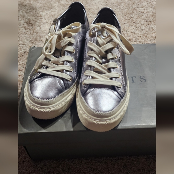 All Saints Milla Silver Sneakers US 9/ EU 39 New - Picture 11 of 11